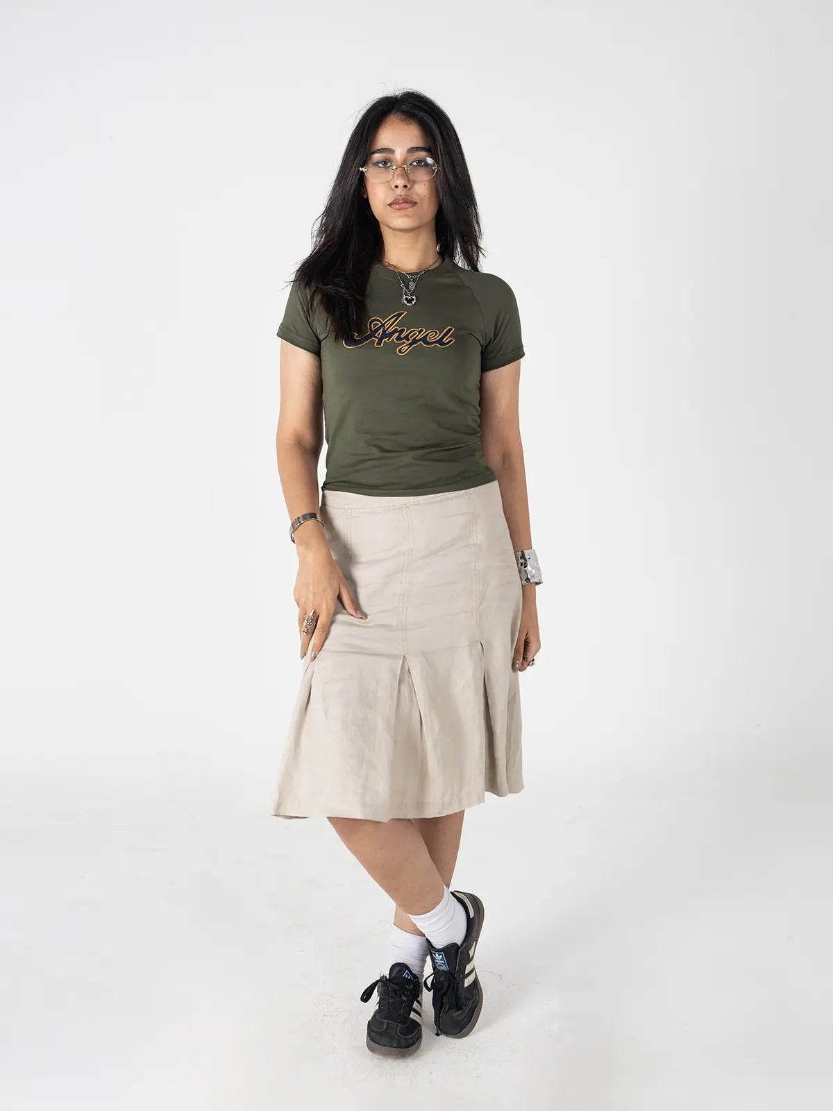 Faya Studio Baby Tee – Olive Angel