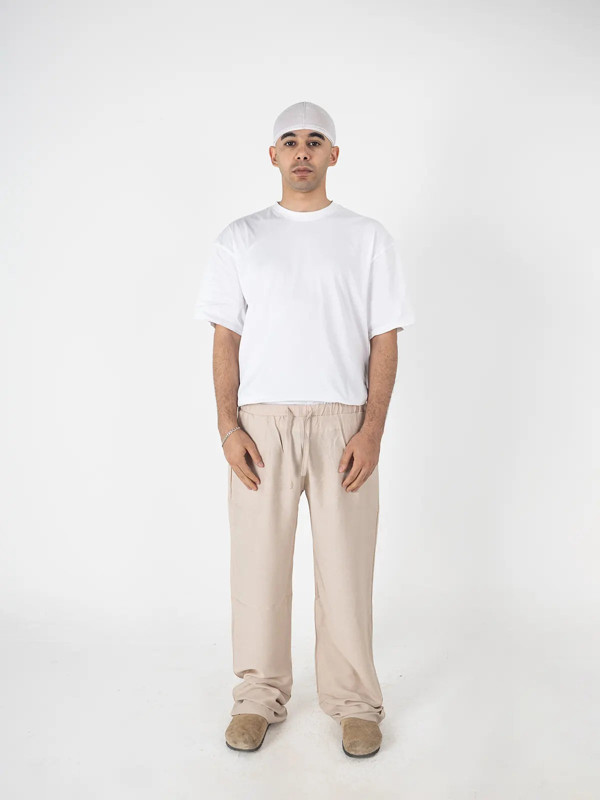 Faya Studio Linen Wide-Leg Pants – Sand