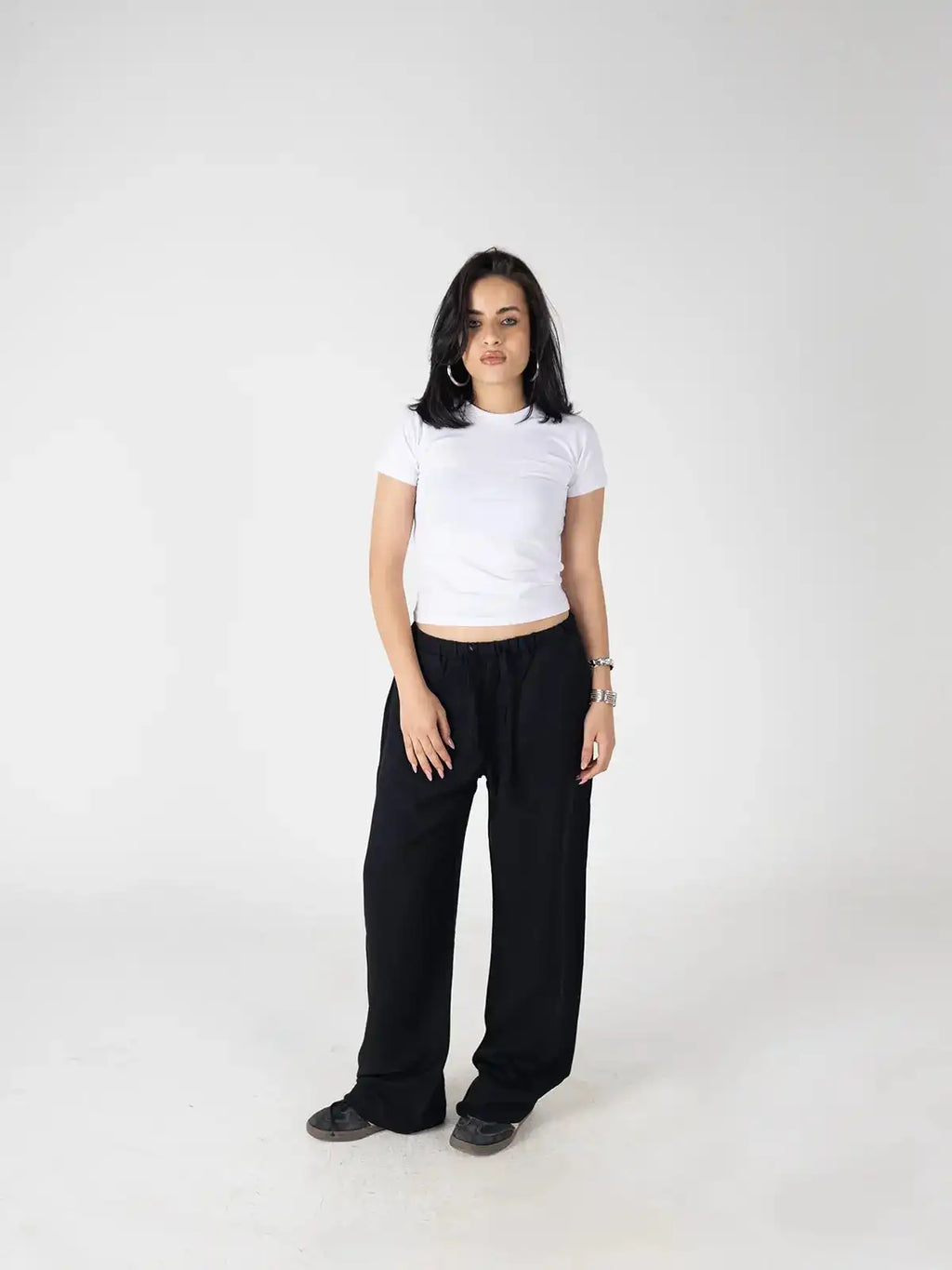 Faya Studio Linen Wide-Leg Pants – Jet Black