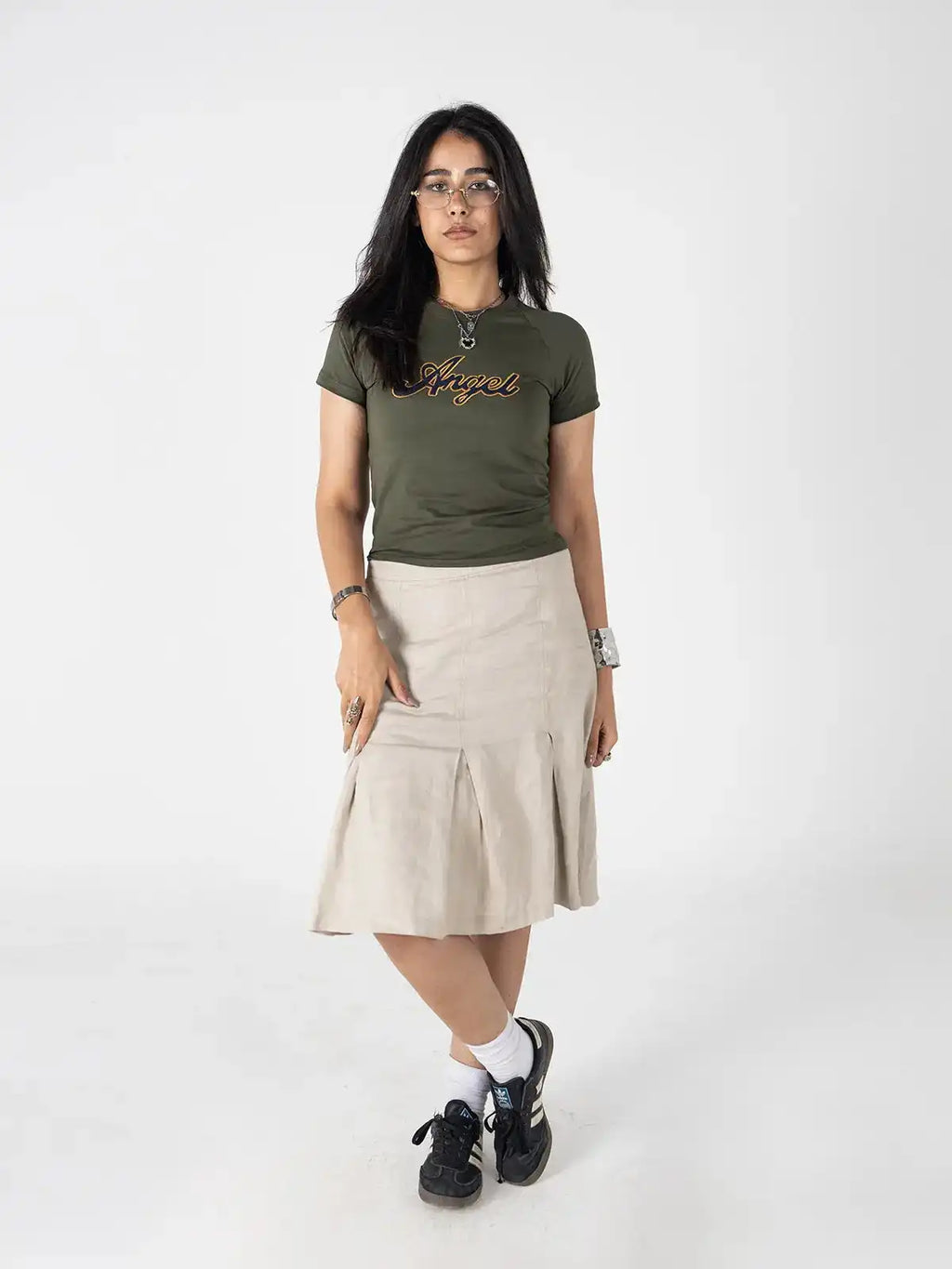 Faya Studio Baby Tee – Olive Angel