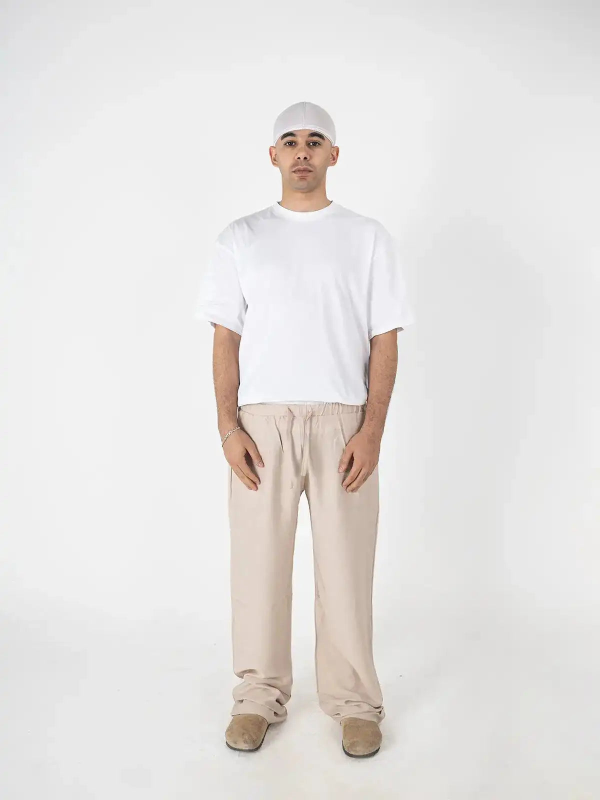 Faya Studio Linen Wide-Leg Pants – Sand