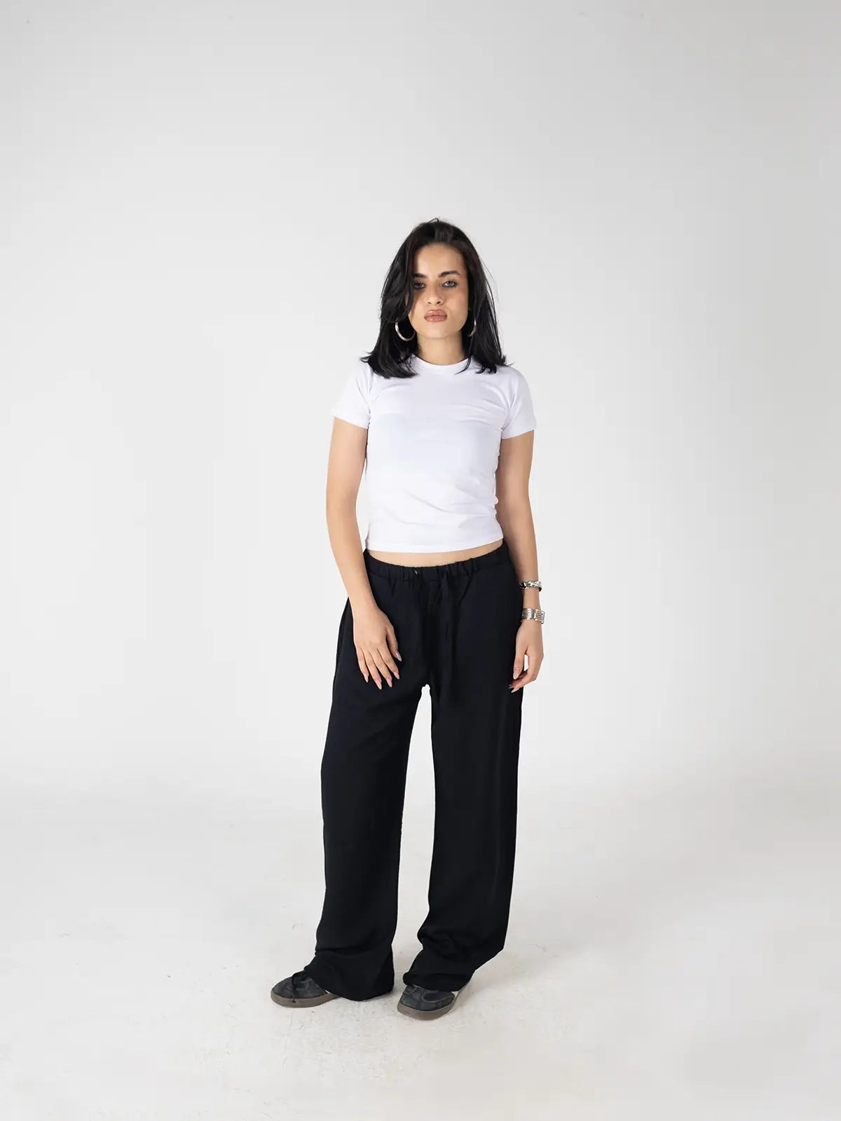 Black Linen Wide-Leg Pants