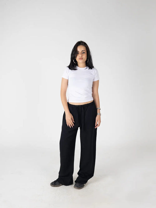 Black Linen Wide-Leg Pants