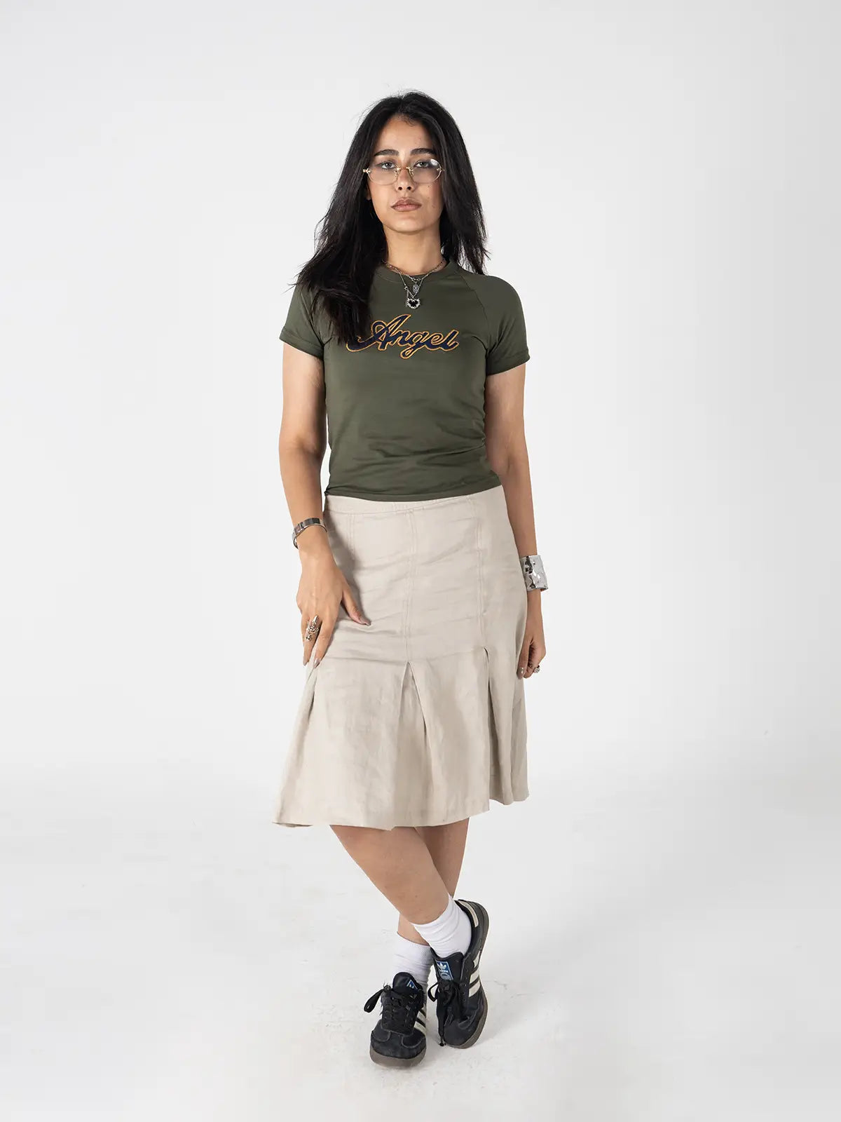 Olive Green Angel Baby Tee