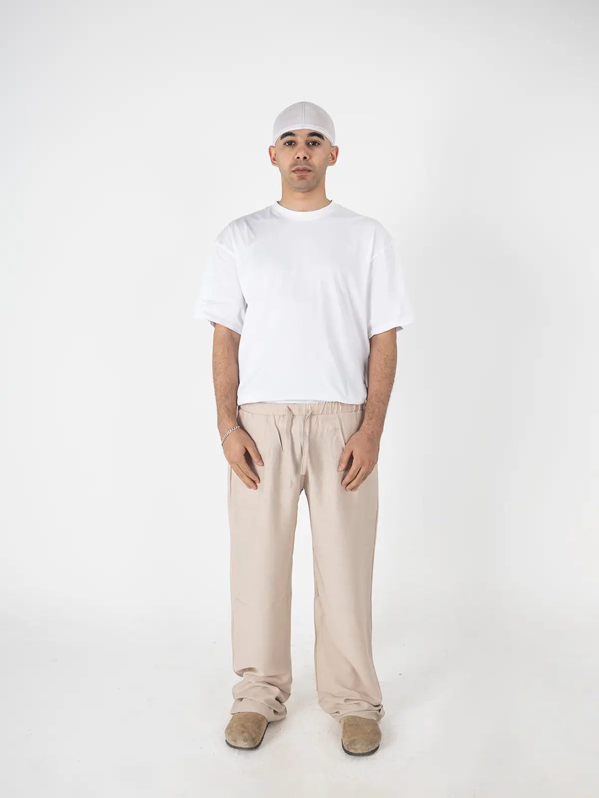 Sand Linen Wide-Leg Pants –