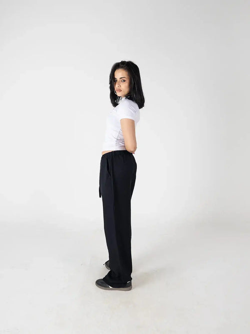 Faya Studio Linen Wide-Leg Pants – Jet Black