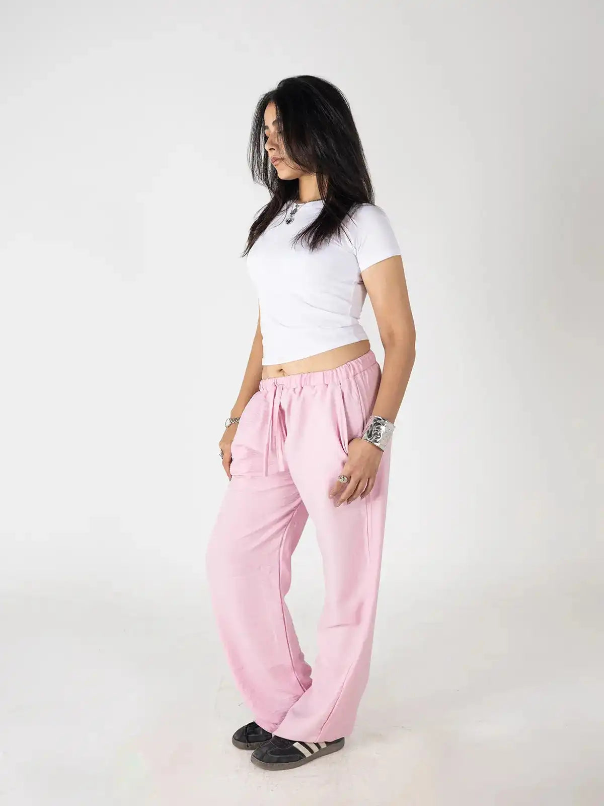 Faya Studio Linen Wide-Leg Pants – Rose Pink