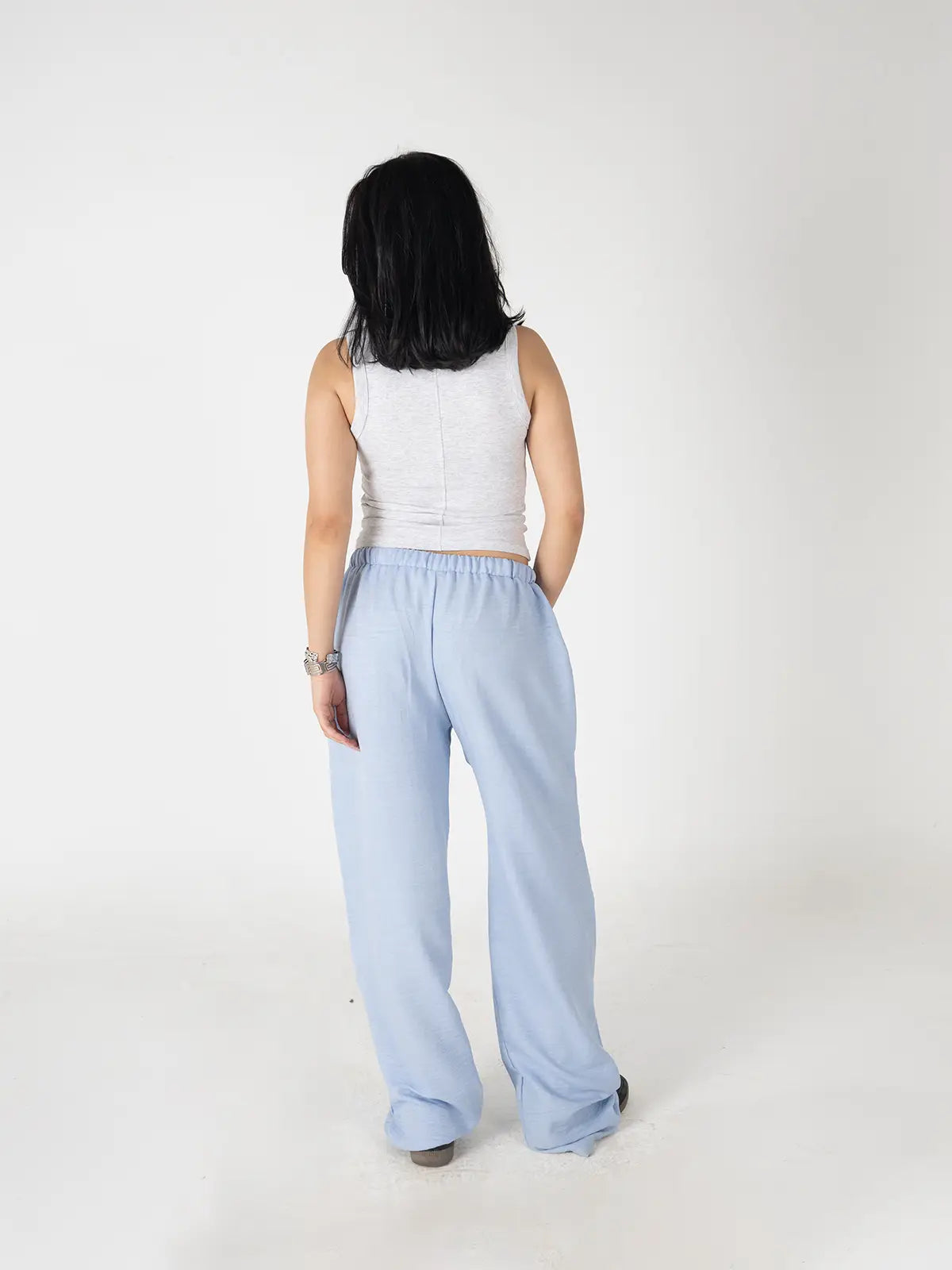 Sky Blue Linen Wide-Leg Pants –