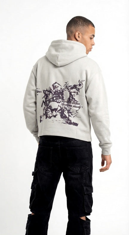 Faya Studio “Born in Chaos” Hoodie – Heavyweight Streetwear Hoodie (Grey)