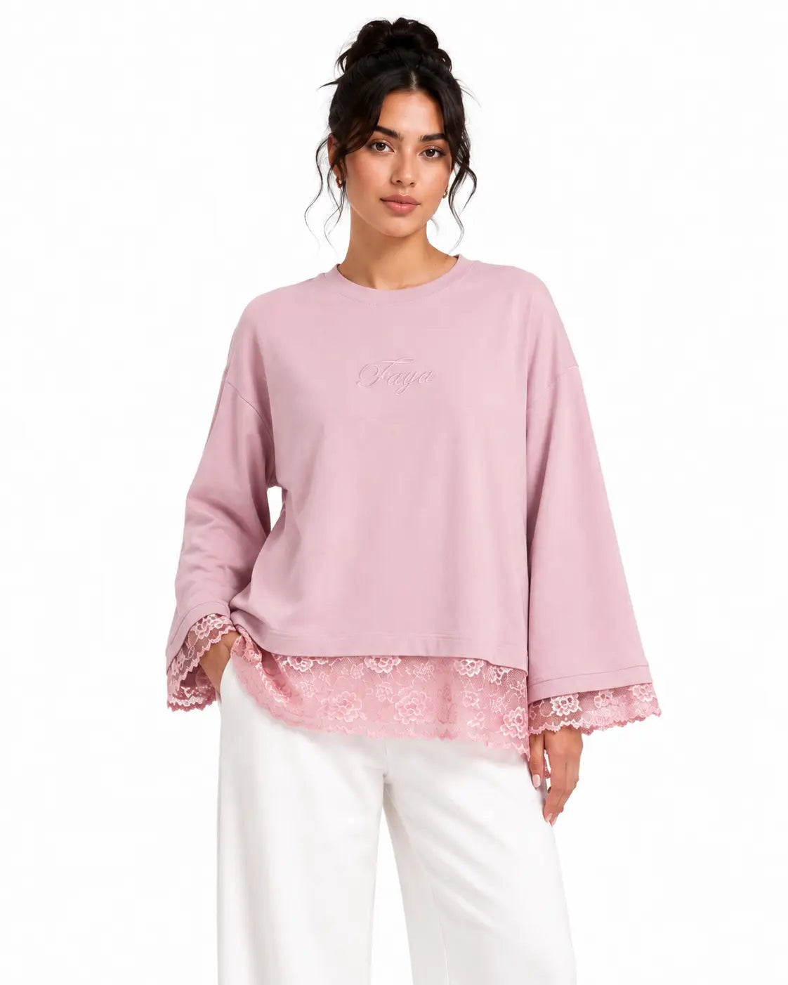 Pink Relaxed Lace Top