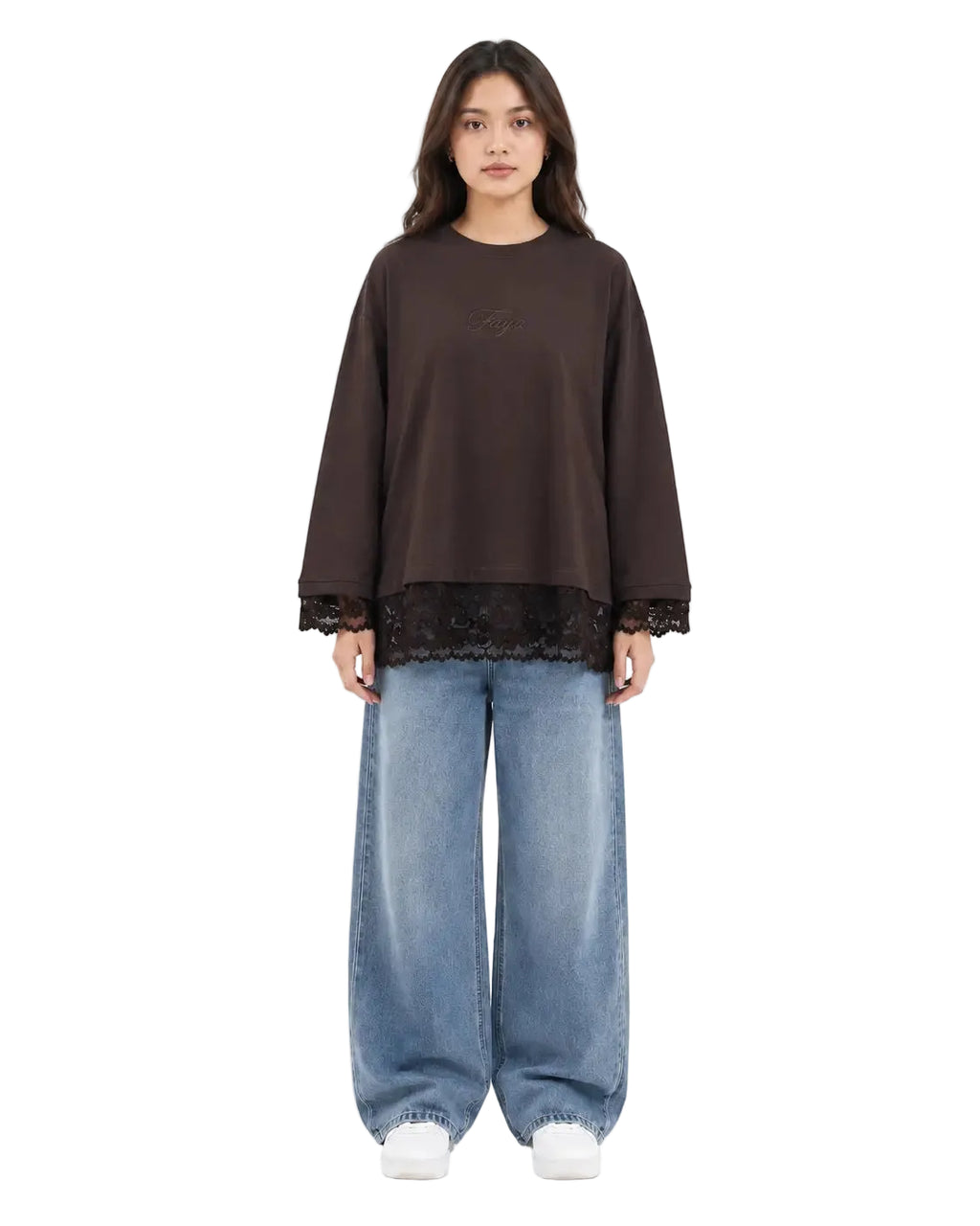 Brown Relaxed Lace Top