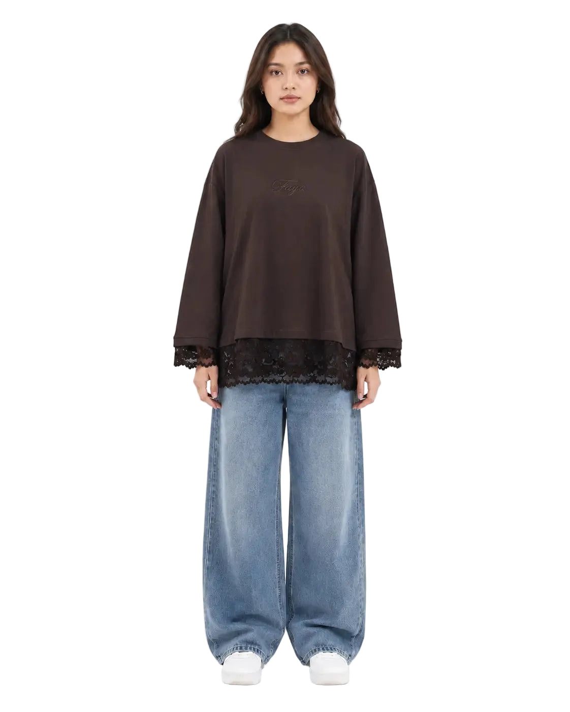 Brown Relaxed Lace Top
