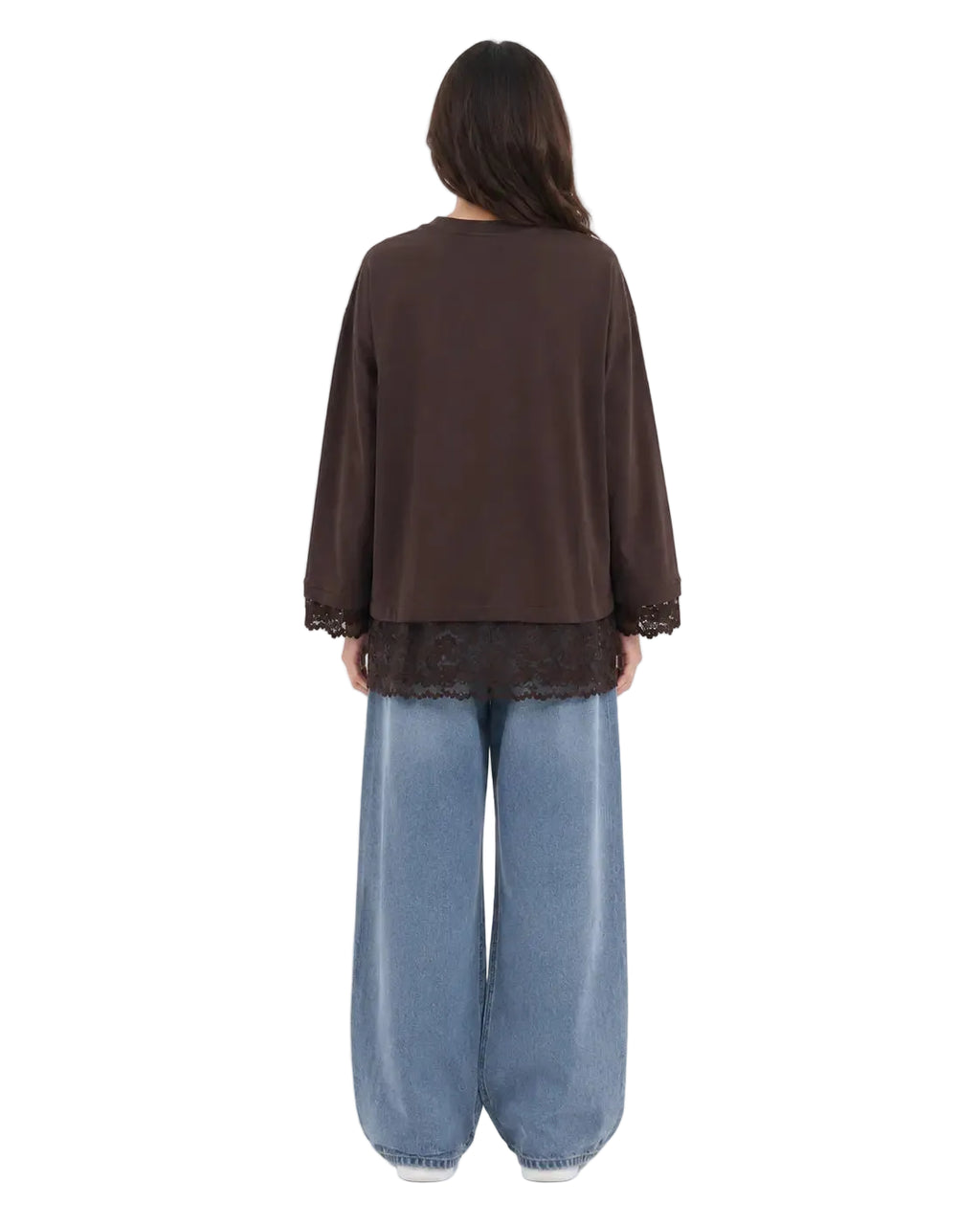 Brown Relaxed Lace Top