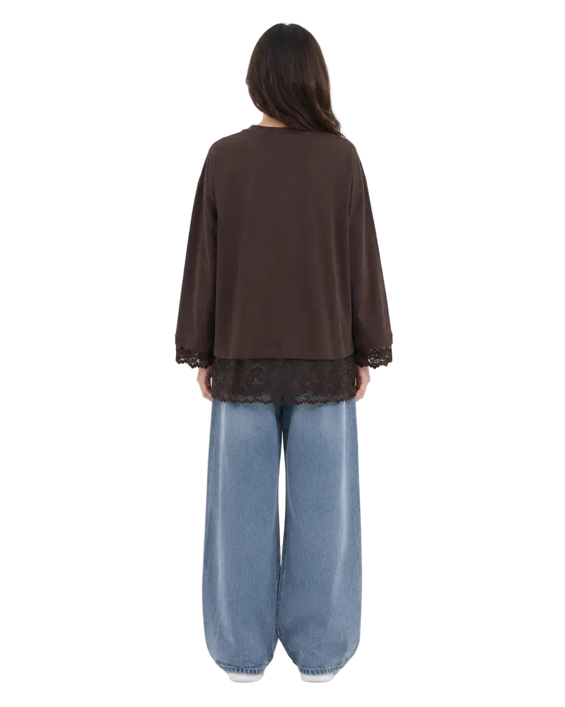 Brown Relaxed Lace Top