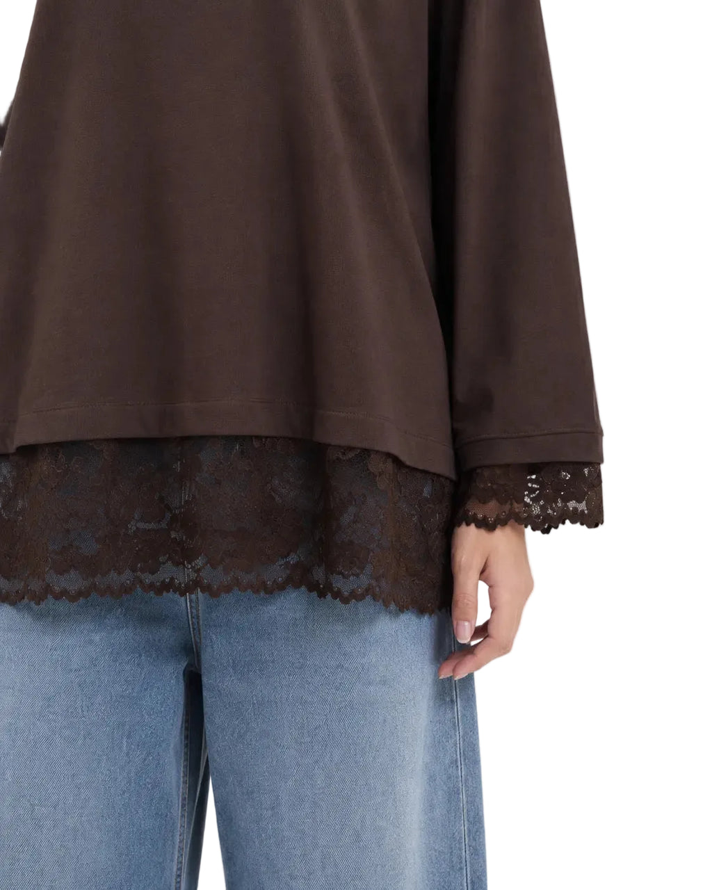 Brown Relaxed Lace Top