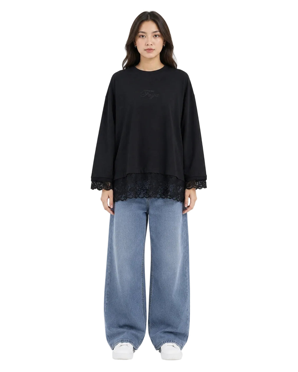 Black Relaxed Lace Top