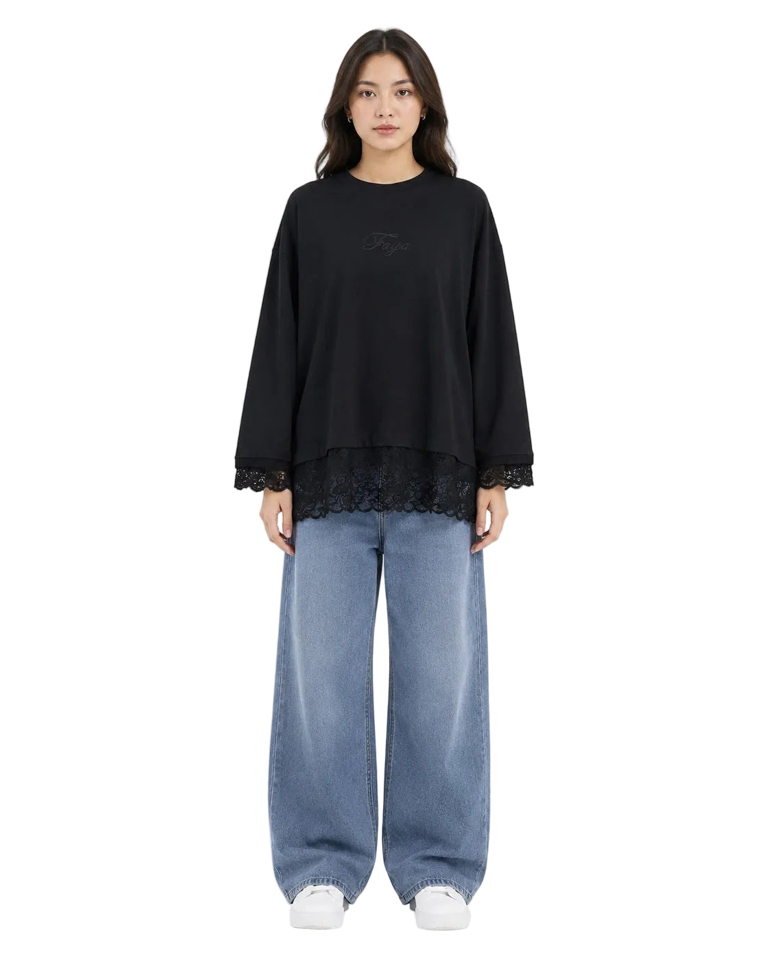 Black Relaxed Lace Top
