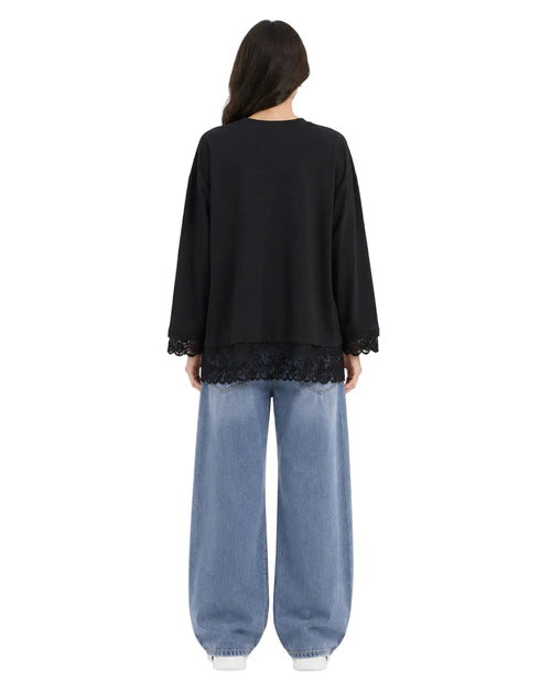 Black Relaxed Lace Top