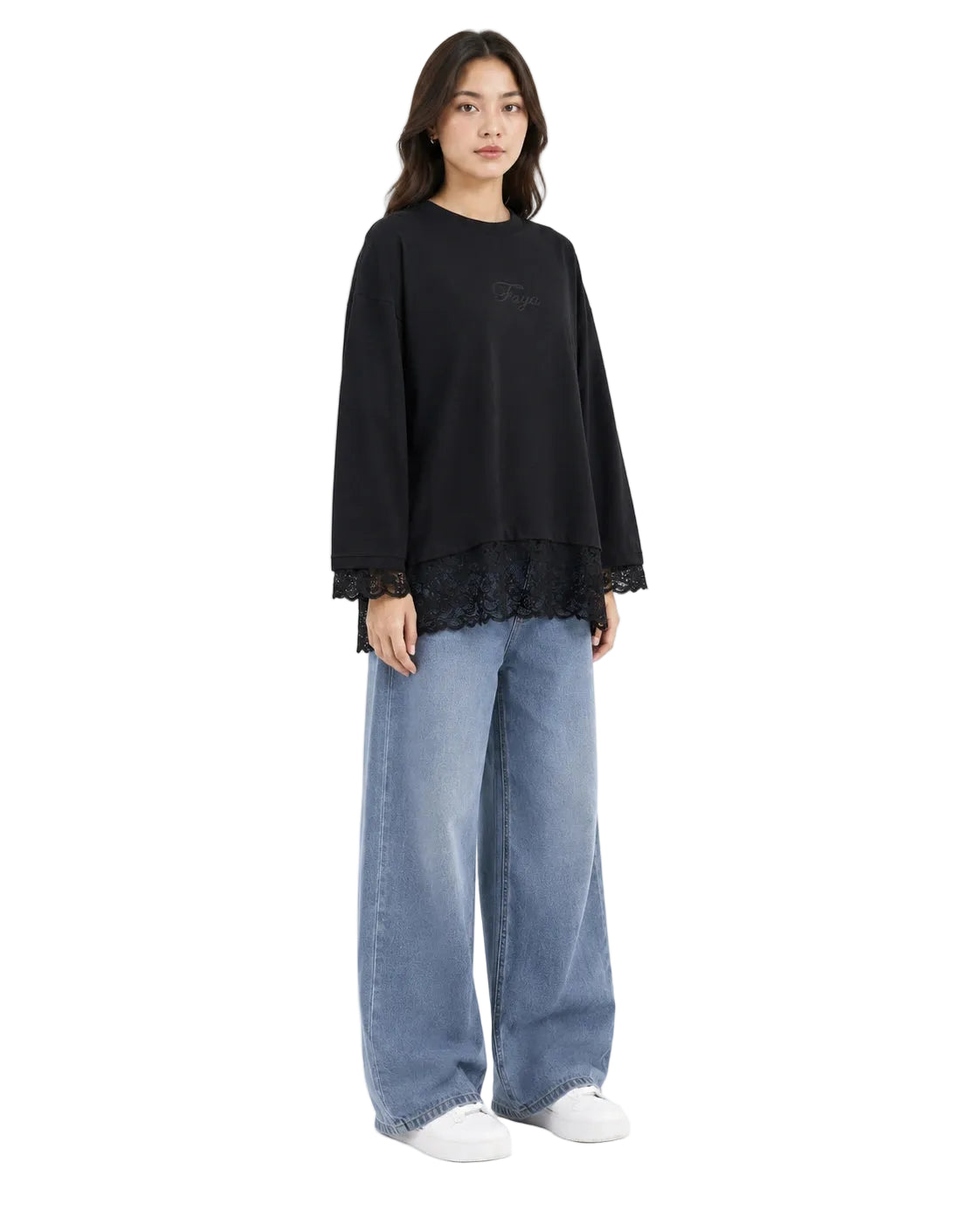 Black Relaxed Lace Top