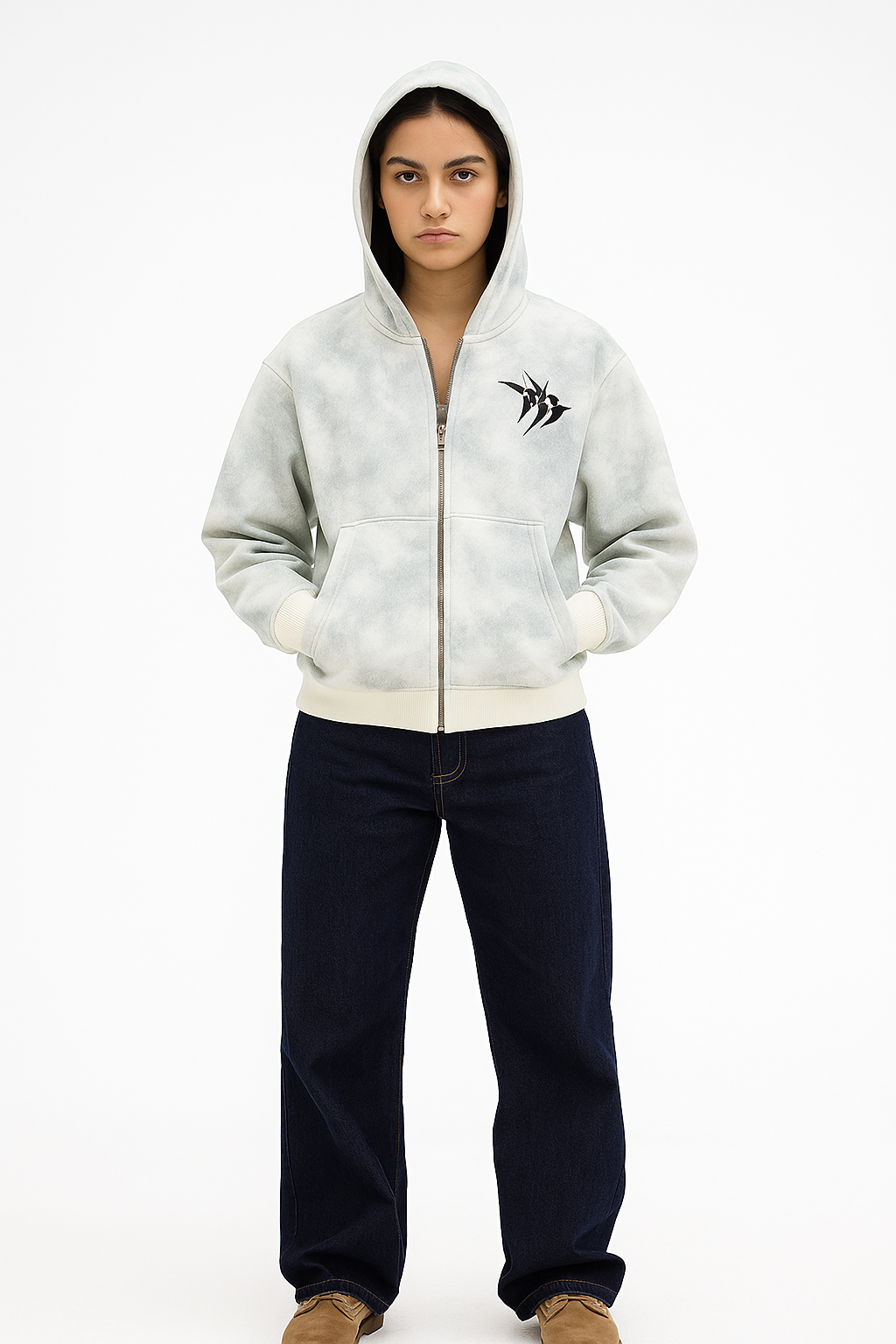 Faya Studio Frosted Grey Zipup Hoodie Jacket – Street Code Energy